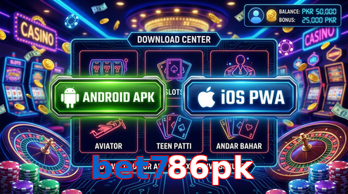 Main screen of Bet786pk download page for PK players