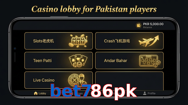 Lobby view of Bet786pk for Pakistan users